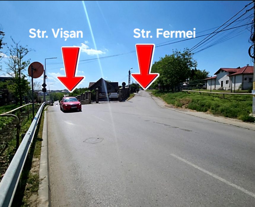 FOTO: Intersecția străzilor Vișan cu Fermei - șoferii ar trebui să adopte 'regula fermoarului'